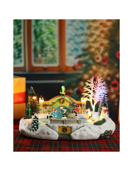 Decoración Iluminada Navideña Bdor Patinaje Invernal 20.1x26.9x16cm