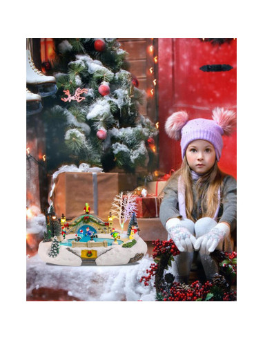 Decoración Iluminada Navideña Bdor Patinaje Invernal 20.1x26.9x16cm