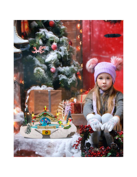 Decoración Iluminada Navideña Bdor Patinaje Invernal 20.1x26.9x16cm