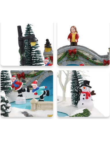 Decoración Iluminada Navideña Bdor Patinaje Invernal 20.1x26.9x16cm