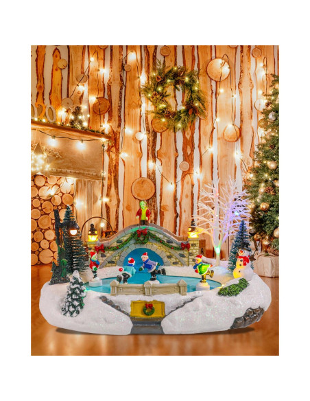 Decoración Iluminada Navideña Bdor Patinaje Invernal 20.1x26.9x16cm