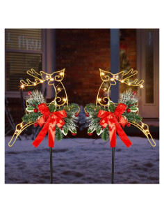 Luces de Estaca Solar HUYIENO 2 Pack Ciervo Decoración Jardín