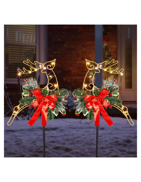 Luces de Estaca Solar HUYIENO 2 Pack Ciervo Decoración Jardín