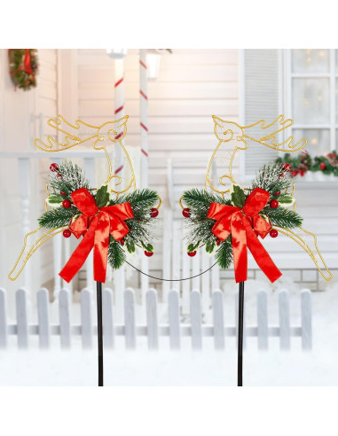 Luces de Estaca Solar HUYIENO 2 Pack Ciervo Decoración Jardín