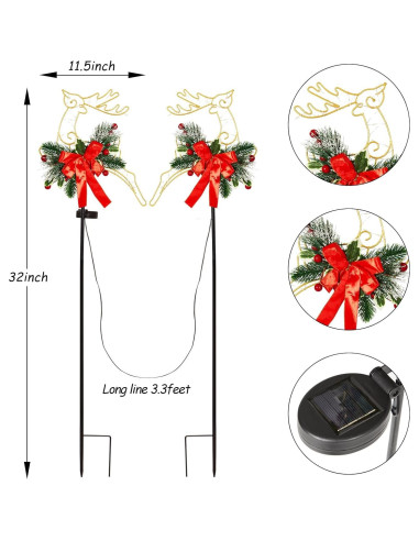Luces de Estaca Solar HUYIENO 2 Pack Ciervo Decoración Jardín
