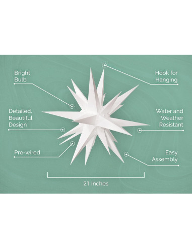 Estrella Moraviana LED Blanca Cálida 53 cm - Decoración Navideña