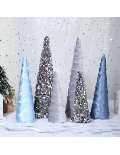 6 Árboles de Cono Plateados Anglechic para Decoración Navideña 2