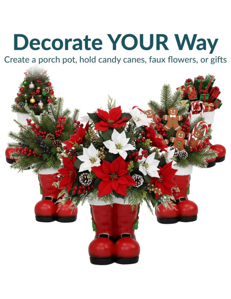 Estatua Botas de Santa Claus Sunnydaze 33 cm Decoración Navideña