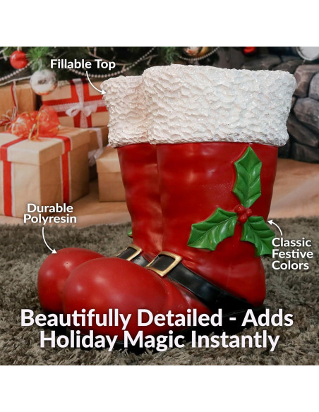 Estatua Botas de Santa Claus Sunnydaze 33 cm Decoración Navideña