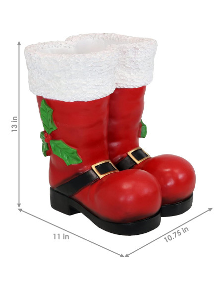 Estatua Botas de Santa Claus Sunnydaze 33 cm Decoración Navideña
