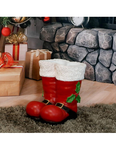 Estatua Botas de Santa Claus Sunnydaze 33 cm Decoración Navideña