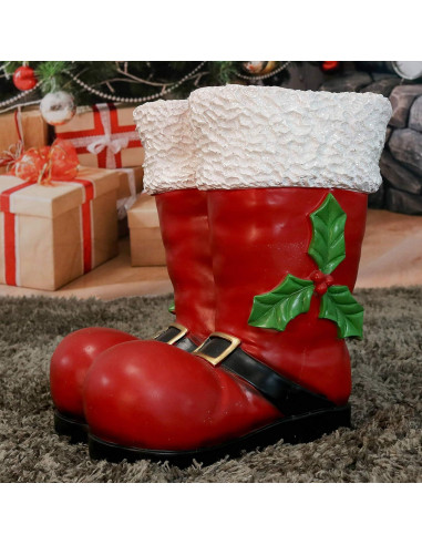Estatua Botas de Santa Claus Sunnydaze 33 cm Decoración Navideña