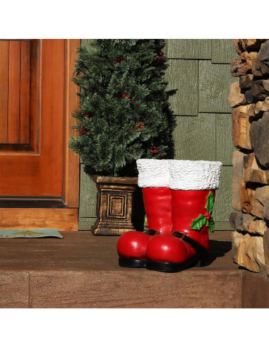 Estatua Botas de Santa Claus Sunnydaze 33 cm Decoración Navideña