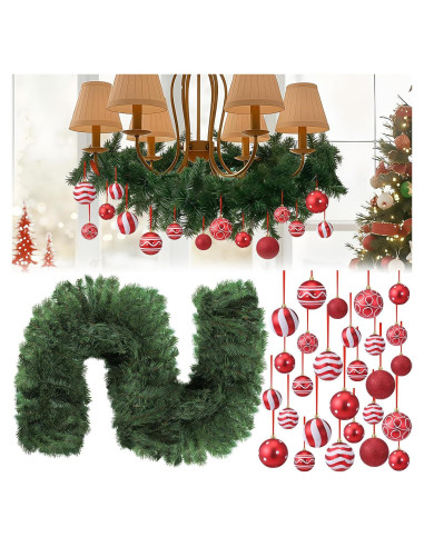 Juego de Decoración Navideña Suncalla 47 Piezas Guirnalda 2.7m