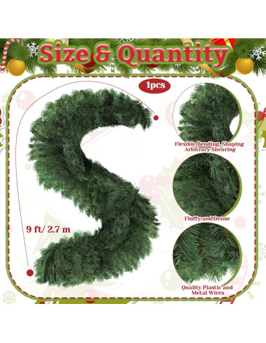 Juego de Decoración Navideña Suncalla 47 Piezas Guirnalda 2.7m