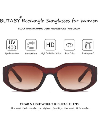 Gafas de sol rectangulares BUTABY UV400 para mujeres