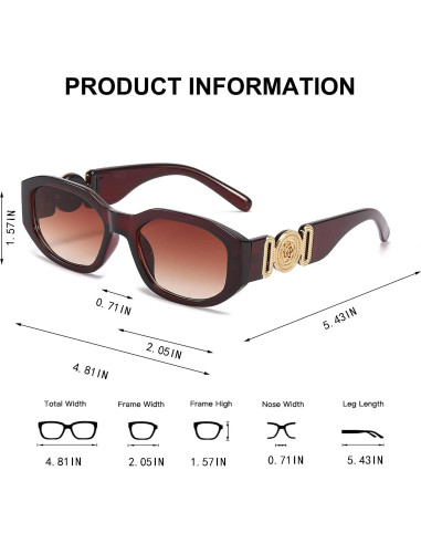 Gafas de sol rectangulares BUTABY UV400 para mujeres