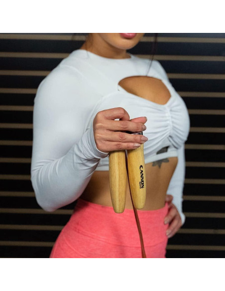 Cuerda de Salto de Cuero Cannon Sports 2.90m con Mangos de Madera