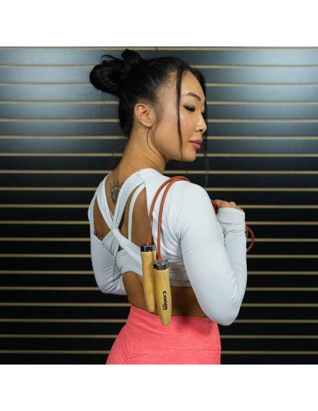 Cuerda de Salto de Cuero Cannon Sports 2.90m con Mangos de Madera