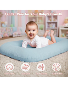 Lounger Orgánico para Bebés 0-24 Meses Algodón Suave Azul 2