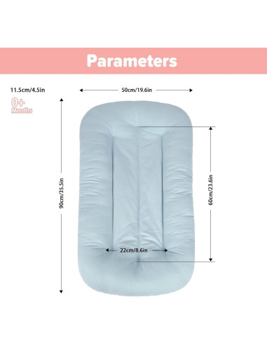Lounger Orgánico para Bebés 0-24 Meses Algodón Suave Azul