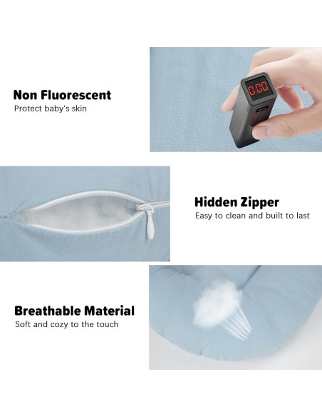 Lounger Orgánico para Bebés 0-24 Meses Algodón Suave Azul