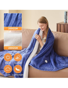 Manta Eléctrica Calefaccionada DANENOSA 127x152cm Azul Suave 2