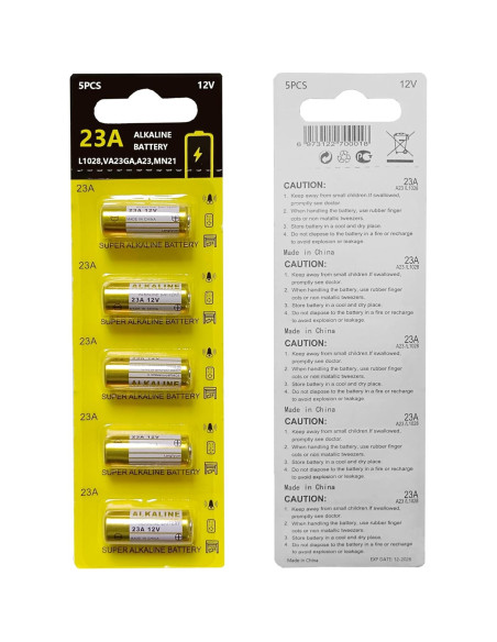 Batería Alcalina 23A 12V Kunying - Paquete de 5 Unidades