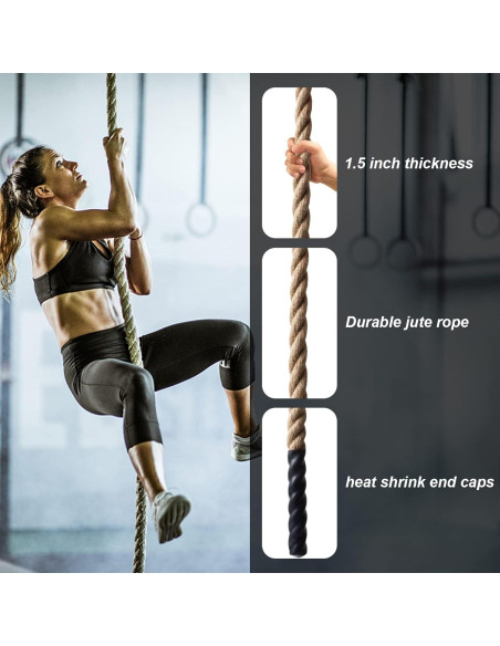 Cuerda de Escalada Keepark 3.05m Yute 1.5 Pulgadas Antideslizante