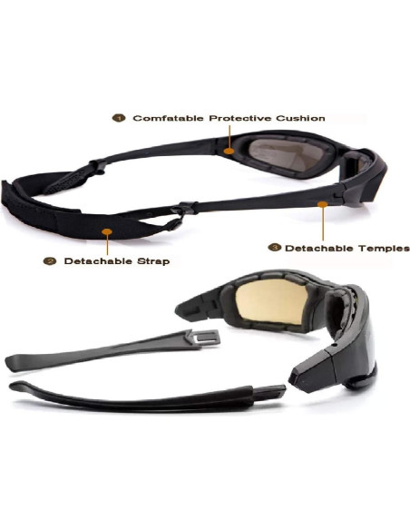 Gafas Tácticas GalaxyLense - 3 Lentes Policarbonato UV