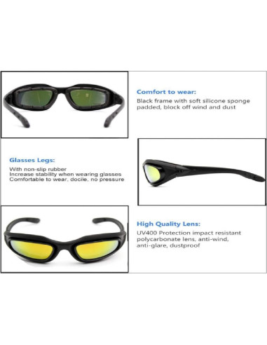 Gafas Tácticas GalaxyLense - 3 Lentes Policarbonato UV