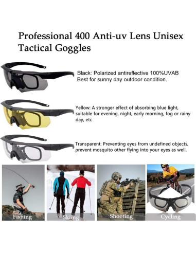 Gafas Tácticas GalaxyLense - Gafas de Tiro - 3 Lentes