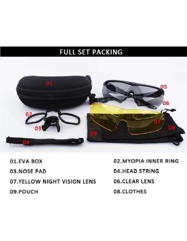 Gafas Tácticas GalaxyLense - Gafas de Tiro - 3 Lentes