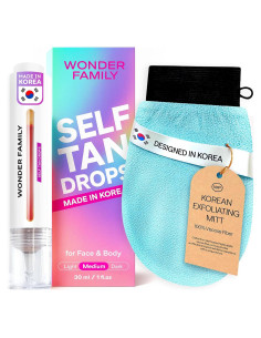 Kit de Gotas Bronceadoras Wonder Family con Mitón Exfoliante