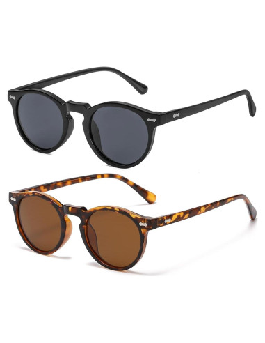 Gleyemor Gafas de Sol Polarizadas UV400 Redondas Unisex