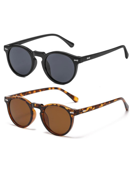 Gleyemor Gafas de Sol Polarizadas UV400 Redondas Unisex