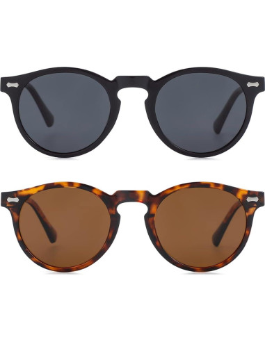 Gleyemor Gafas de Sol Polarizadas UV400 Redondas Unisex