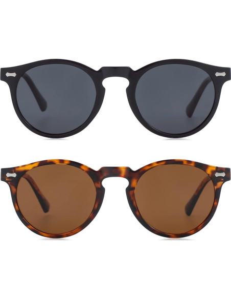 Gleyemor Gafas de Sol Polarizadas UV400 Redondas Unisex