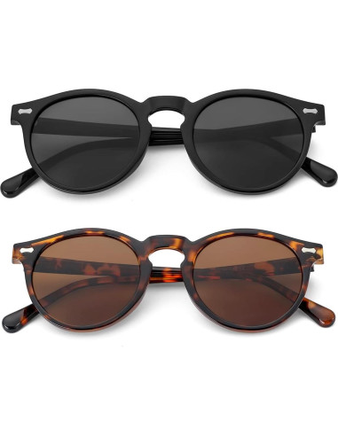 Gleyemor Gafas de Sol Polarizadas UV400 Redondas Unisex