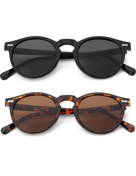 Gleyemor Gafas de Sol Polarizadas UV400 Redondas Unisex
