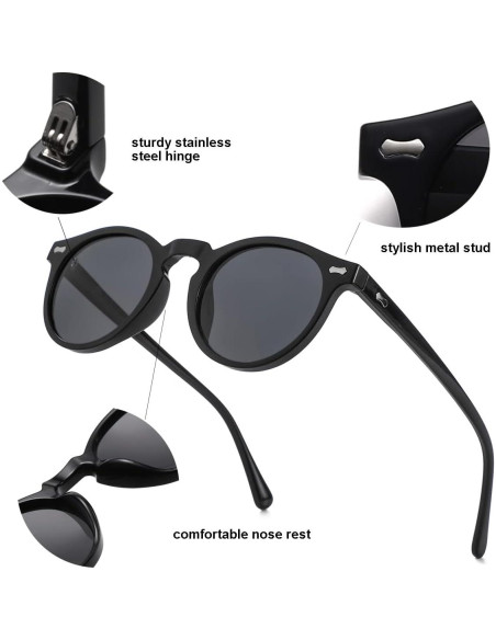 Gleyemor Gafas de Sol Polarizadas UV400 Redondas Unisex