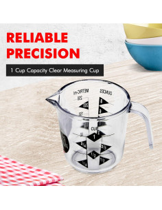 Taza Medidora de Plástico Chef Craft 1 Taza Transparente 2