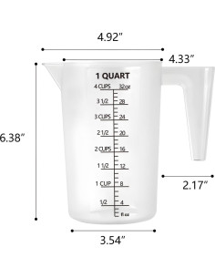 Taza Medidora de Plástico MiziDo 1000ml con Mango Ergonómico 2