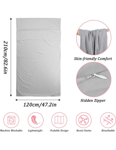 Saco de Sueño Autobronceador CIATBYYJ Gris Transpirable 208x119cm