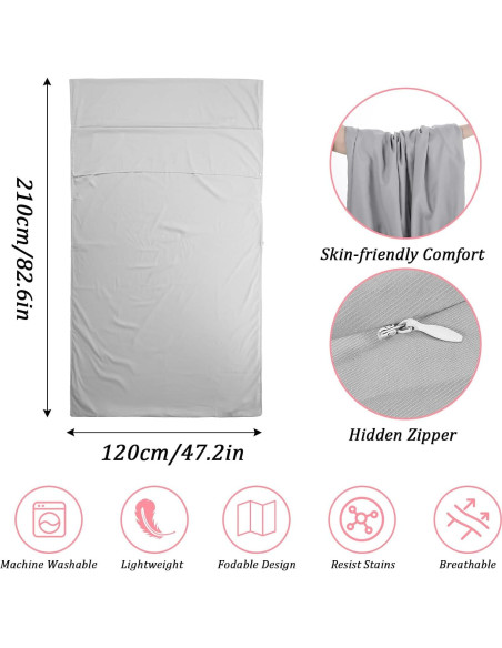 Saco de Sueño Autobronceador CIATBYYJ Gris Transpirable 208x119cm