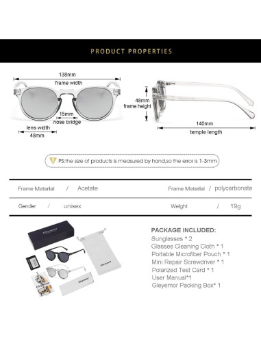 Gafas de Sol Gleyemor GL886 Polarizadas UV400 Unisex