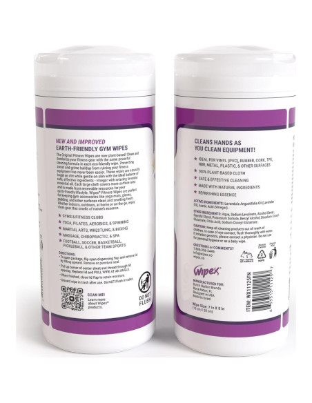 Toallitas Wipex para Equipos de Fitness - 50 Unidades Lavanda