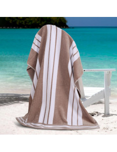 Toalla de Playa Superior Rayada 86x162 cm Algodón Taupe 2