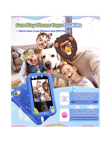 Teléfono de Juguete Kikapabi PH05 Azul con Cámara Doble HD