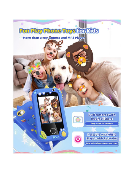 Teléfono de Juguete Kikapabi PH05 Azul con Cámara Doble HD